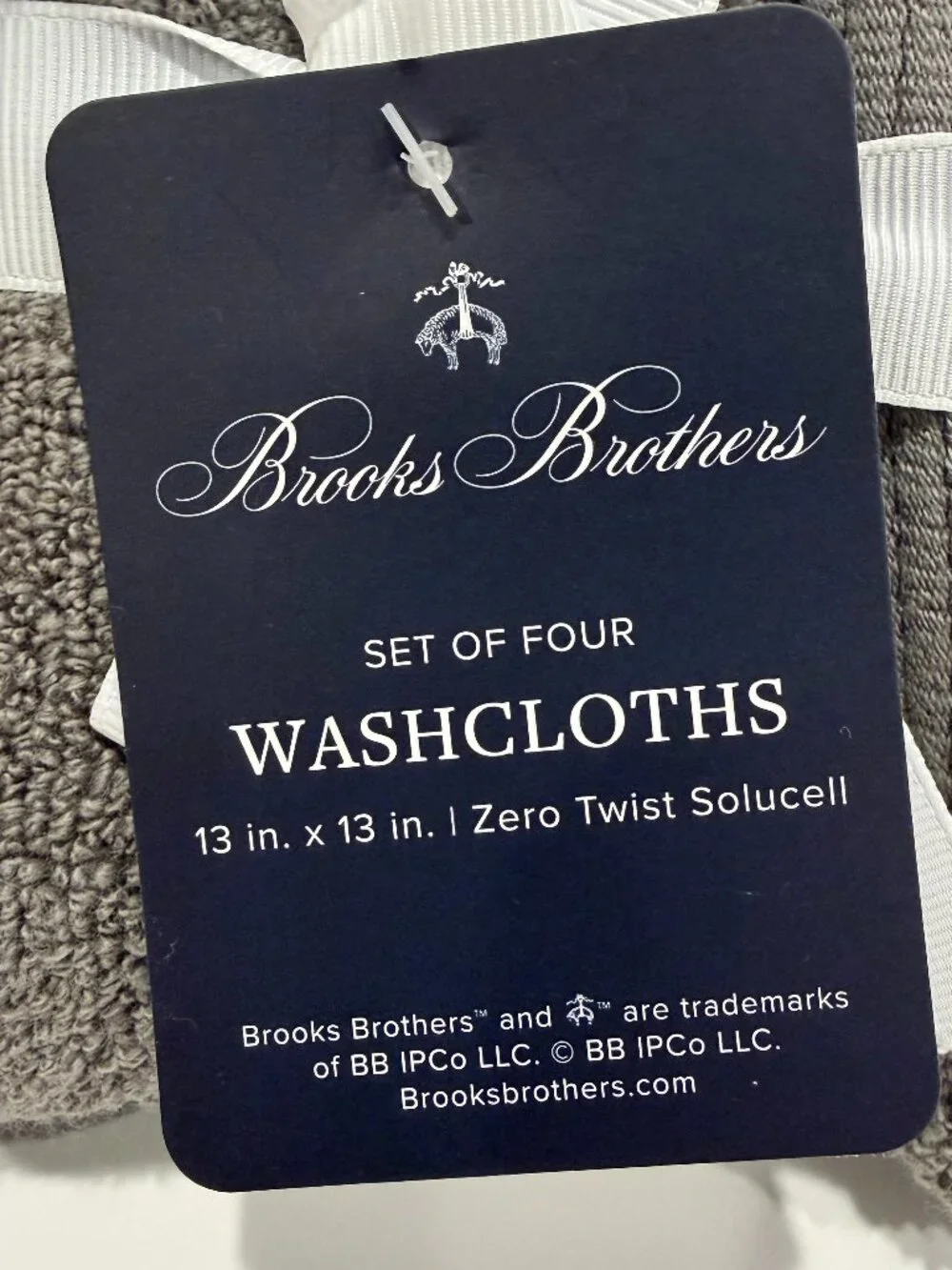 Brooks Brothers Washcloths Set of 4 Charcoal Gray Zero Twist Solucell 13x13